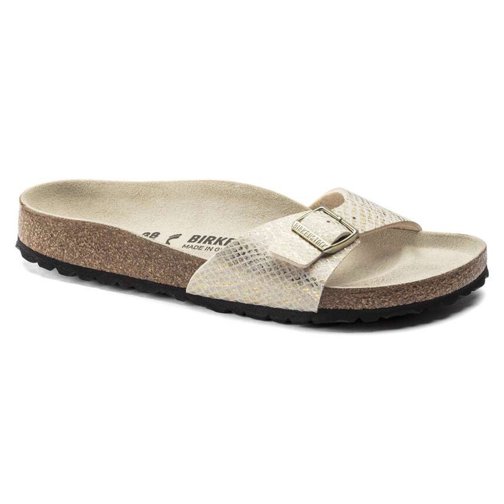 Birkenstock Madrid BS Slides Shiny Python Eggshell EU 40 Size 9-9.5